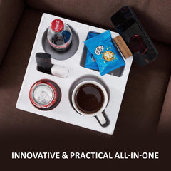 Built-in rotating phone stand on couch tray