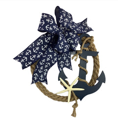Natural jute nautical wreath featuring hand painted anchor and starfish