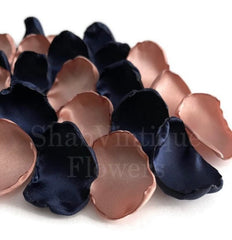 Navy blue rose gold petals for wedding decor