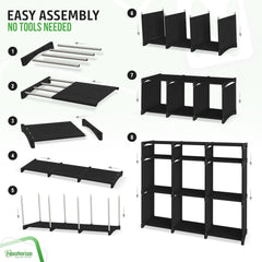 Nine-cube storage unit for closet and toy storage