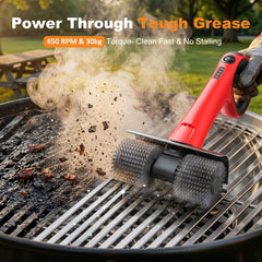 NeatLt grill brush dual rotating heads for faster cleaning