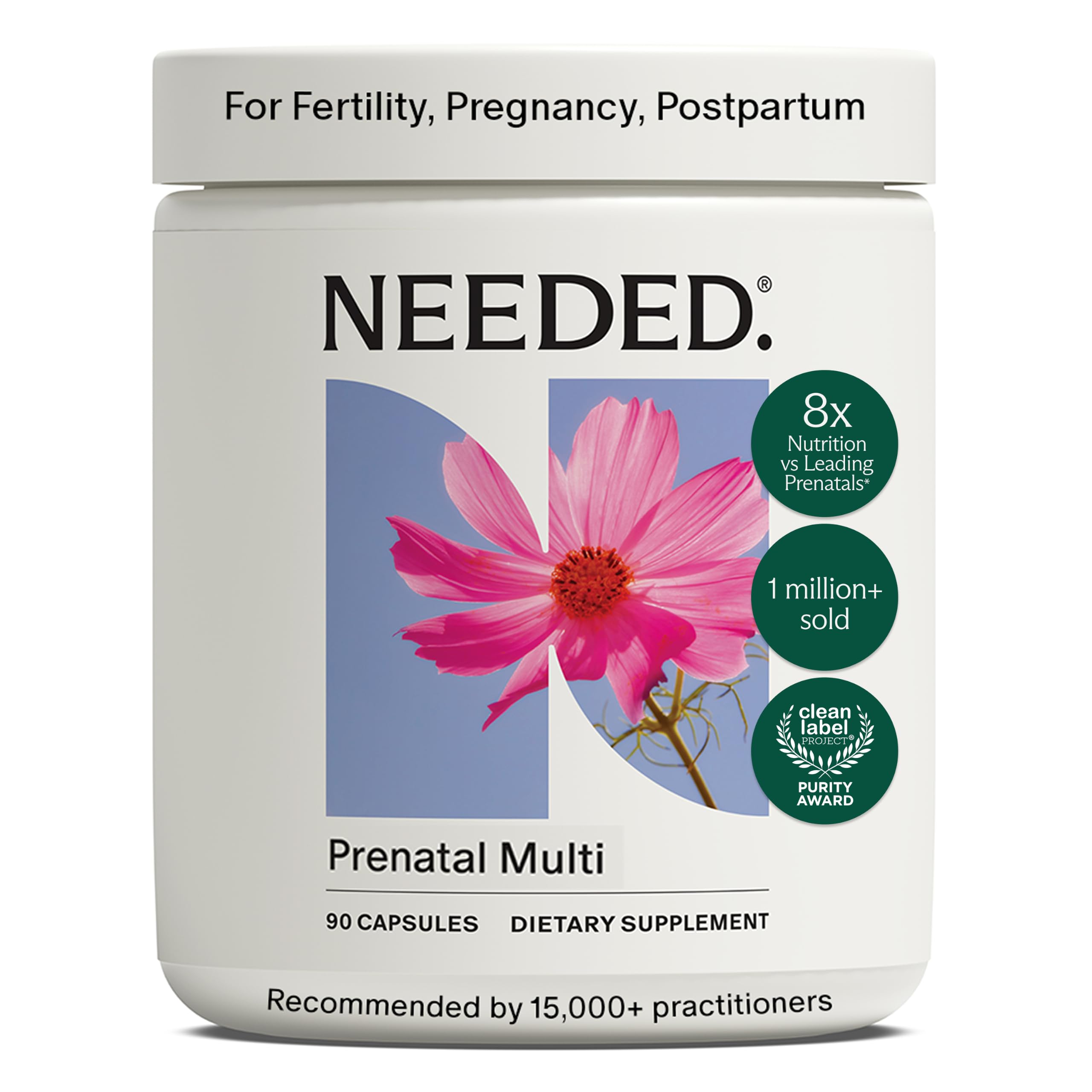 Needed prenatal multivitamin bottle and label
