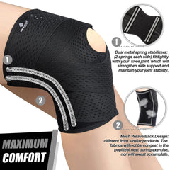Open patella back design for knee comfort and stability