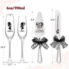 6oz champagne flutes engraved Bride and Groom for ceremony