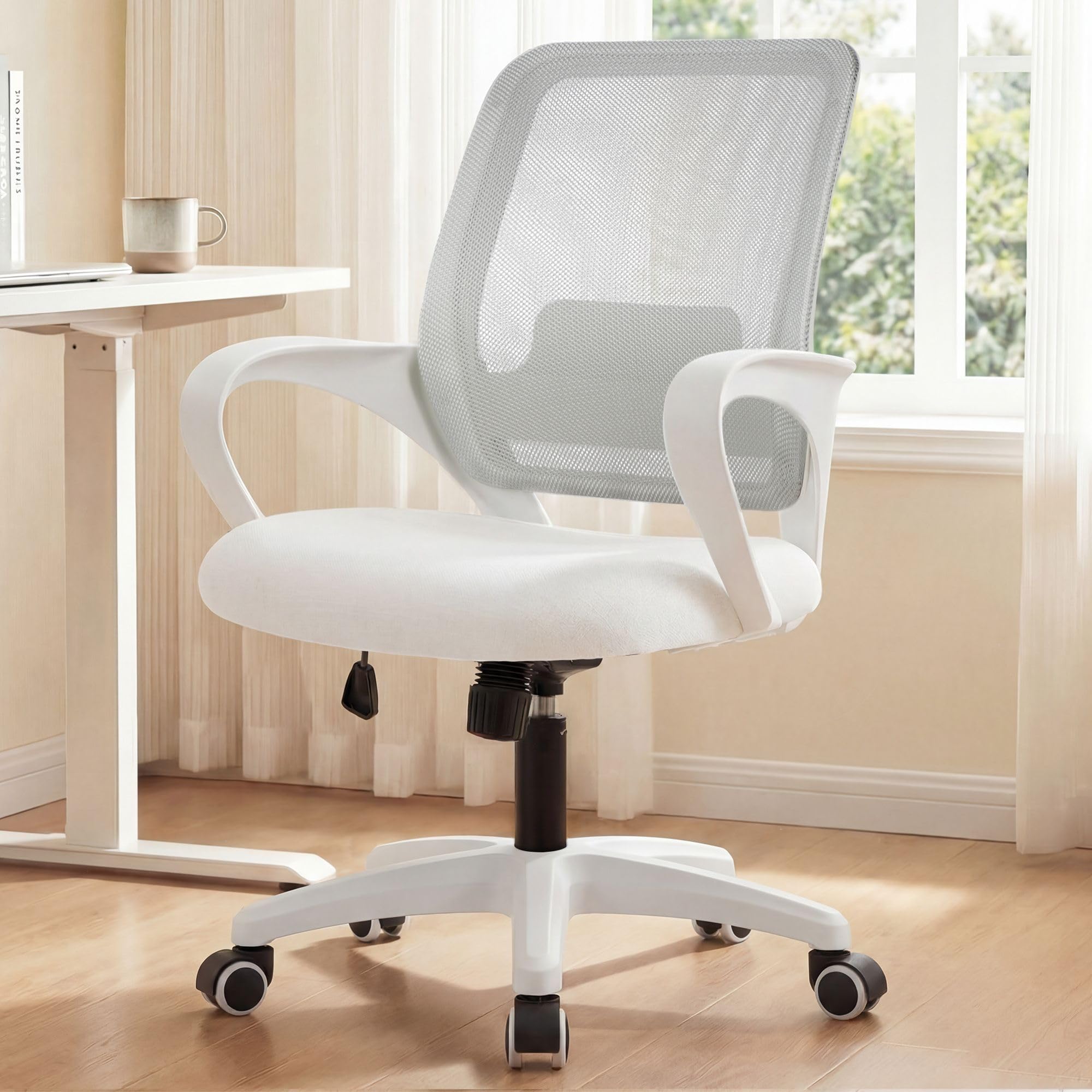 NEO CHAIR ivory office desk ergonomic mesh chair back view