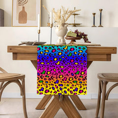 Leopard pattern neon rainbow table runner for party decor