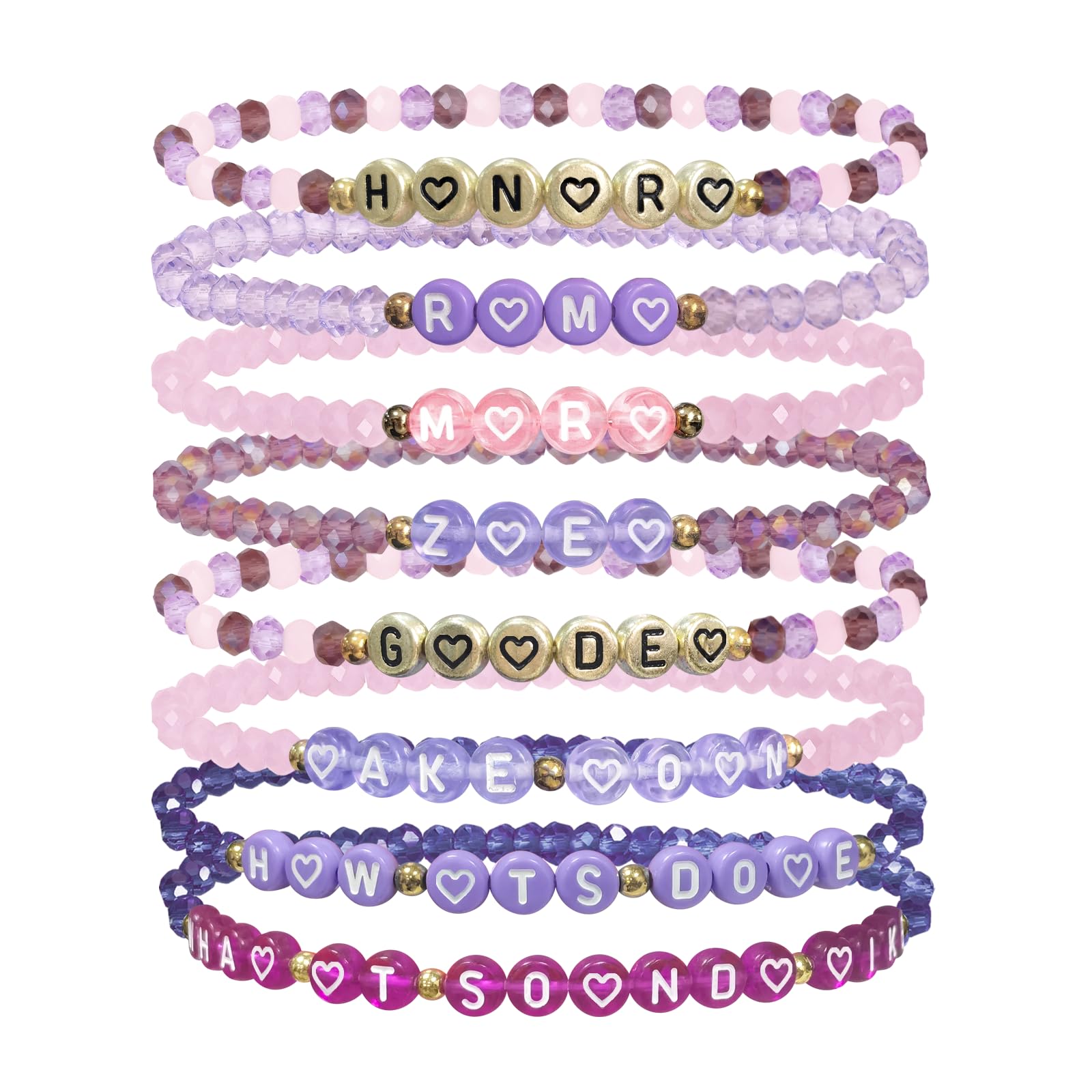 NEOVISTA 8-piece bracelet set with name charms and word charms