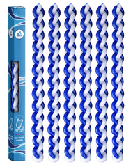Ner Mitzvah Braided Havdalah Candle 6-pack blue and white