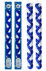 Ner Mitzvah braided Havdalah candle 2-pack blue and white