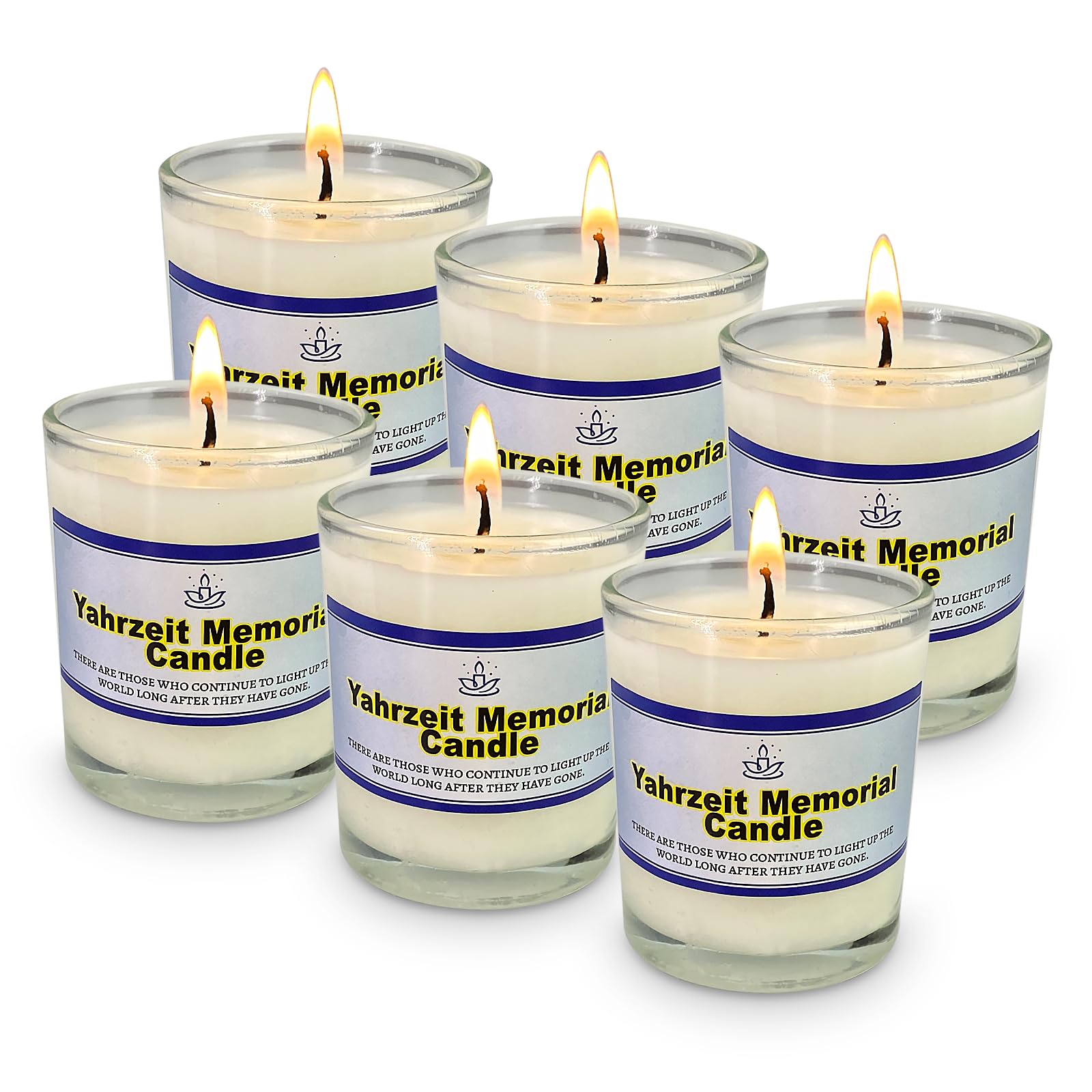 Ner Neshama glass yahrzeit candles 6 pack
