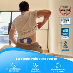 Compact NeuroMD NMES wireless muscle stimulator travel use