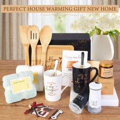 15 piece house warming basket contents including mugs and ornaments