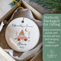 New License Ornament ceramic keepsake closeup