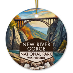 New River Gorge National Park Christmas Ornament front view showing arched bridge