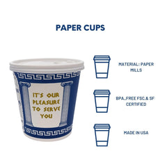 New York 10 oz paper coffee cups with white lids