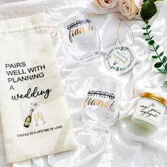 Newly engaged fiancé gifts for her and him wine glass set