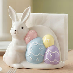 Newtay bunny ceramic napkin holder on table