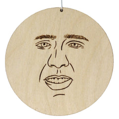 Nic Caged in Wood 3 inch Christmas Ornament birch wood