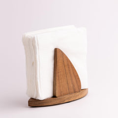 NIDOVA Acacia wood napkin holder for table shark design
