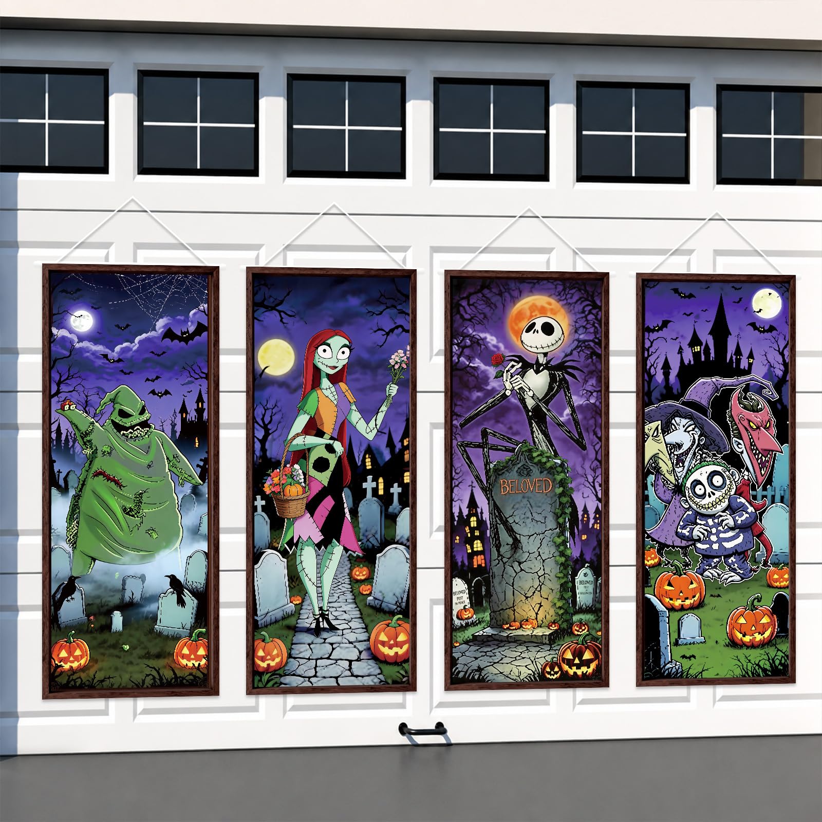 Nightmare Before Birthday Christmas Decor 4PCS porch sign banners front view