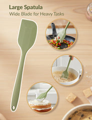 Large green silicone spatula measuring 11 inches for batter and frosting