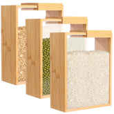 NIMBLOOM 3-pcs wooden cereal storage boxes set with visible window