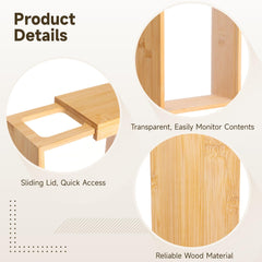 Cereal storage boxes set in wood for grains and beans