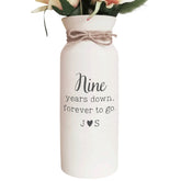 9th anniversary pottery vase 3x8 inches with personalized monograms