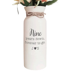 9th anniversary pottery vase 3x8 inches with personalized monograms