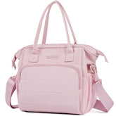 NISHEL Insulated Tote Lunch Bag for Women pink with soft Taslon exterior