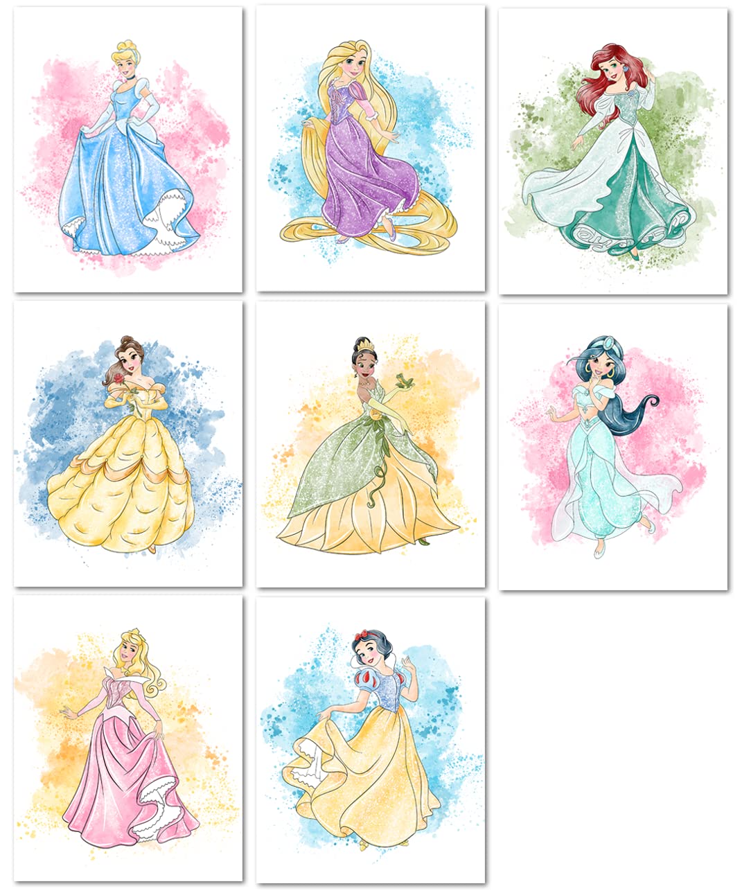 Nistio Princess Nursery Wall Art Prints set of 8 8x10 posters