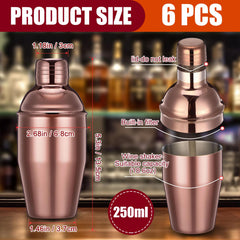 Nitial stainless steel rose gold cocktail shaker 8 oz each