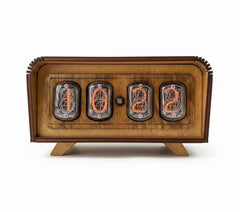 Nixie Tube Clock IN-12 handmade in Ukraine on wooden desk