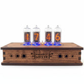 Nixie Tube Clock Z573 handmade in Ukraine on wooden desk