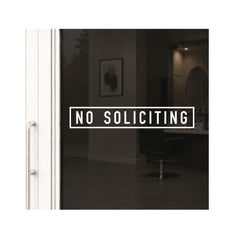 No Soliciting Glass Door Decal 13 x 3 inch exterior application