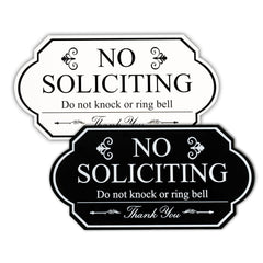 No Soliciting Sign acrylic 6x3 2pack for house door