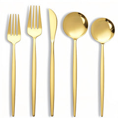 NOCCUR 40-Piece Gold Silverware Set for 8 dining arrangement