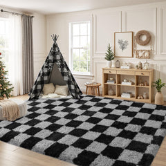 Memory foam cushioned plush rug close up