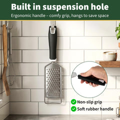 Compact handheld grater fits in kitchen drawers