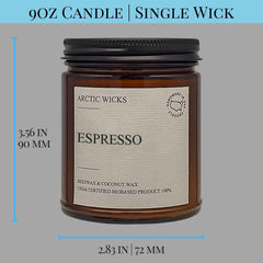 Non-toxic coconut beeswax Espresso candle Arctic Wicks 9oz