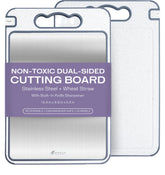 Non-Toxic Cutting Board dual surface stainless steel and wheat straw 14.4x9.8 inches