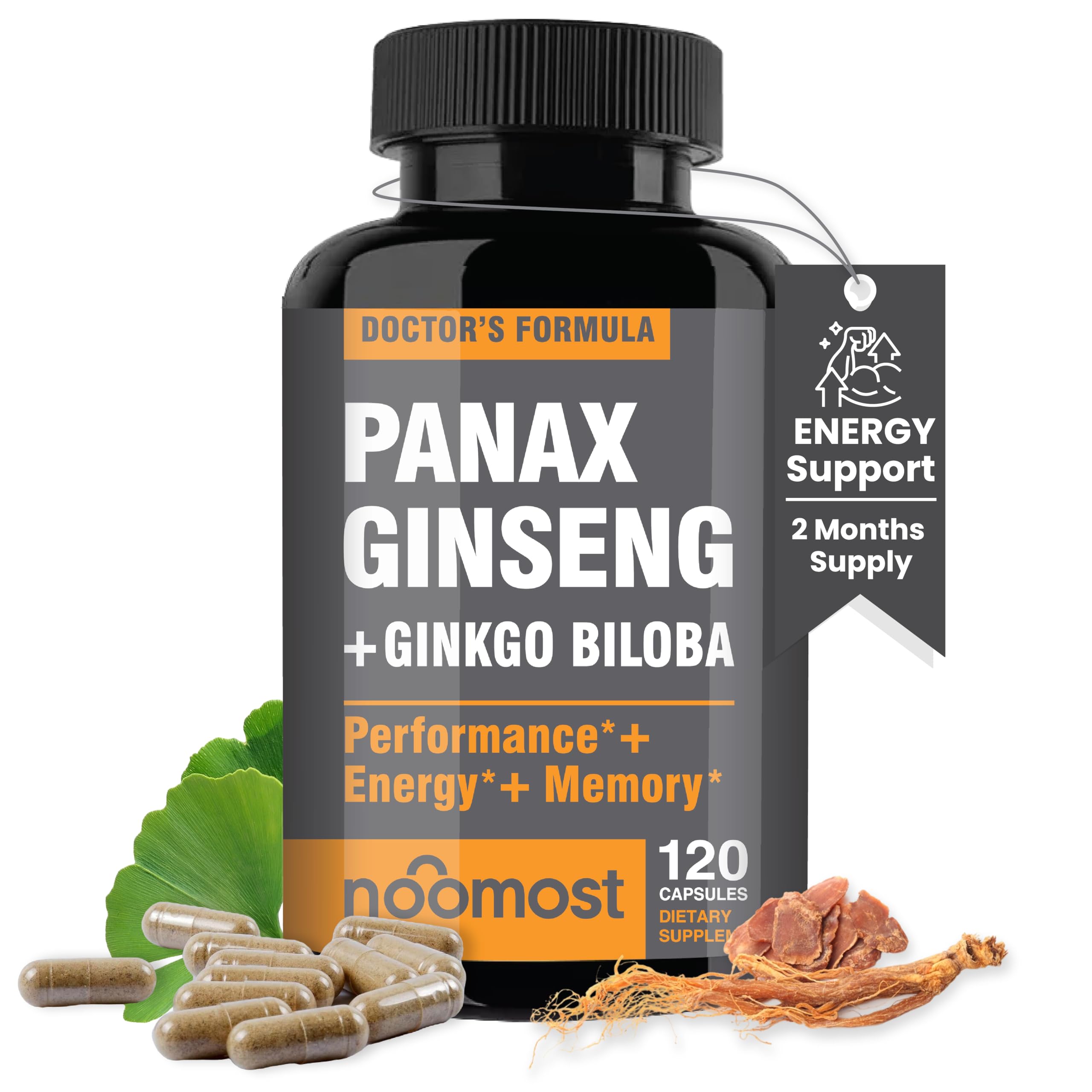NooMost Korean Red Panax Ginseng bottle with 120 vegan capsules