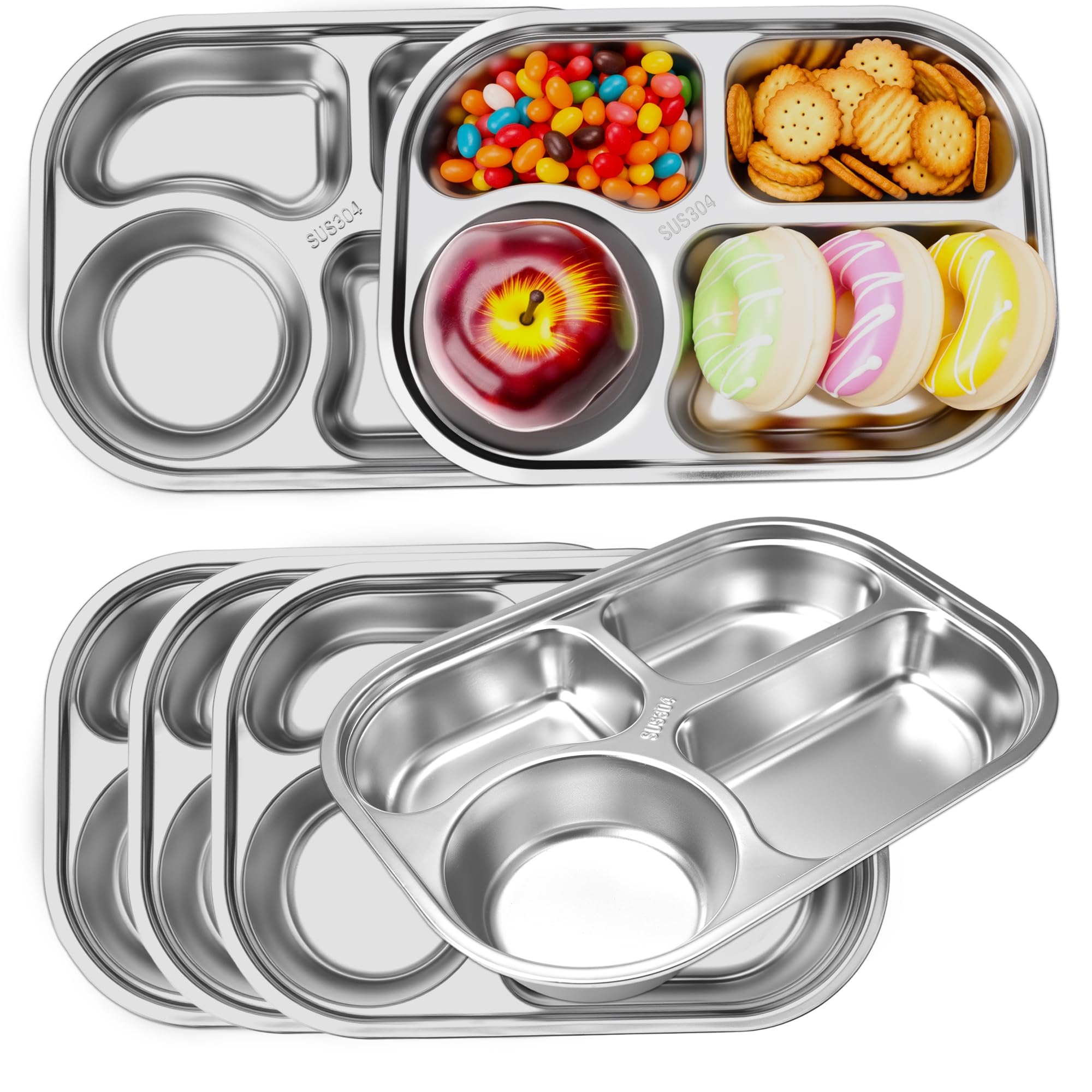 Norcoin 6 pack stainless steel divided plates