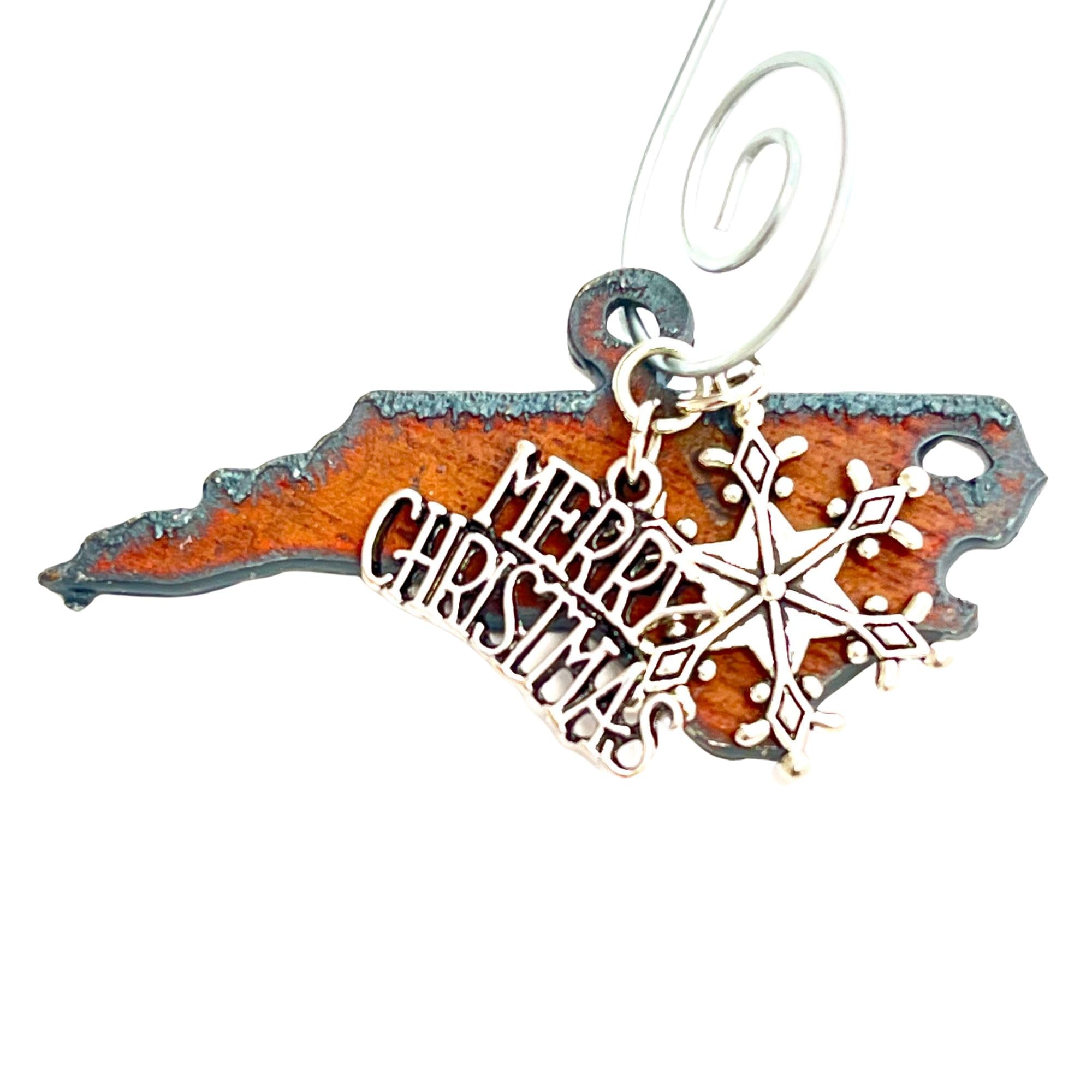 North Carolina Christmas Ornament crafted in USA from steel