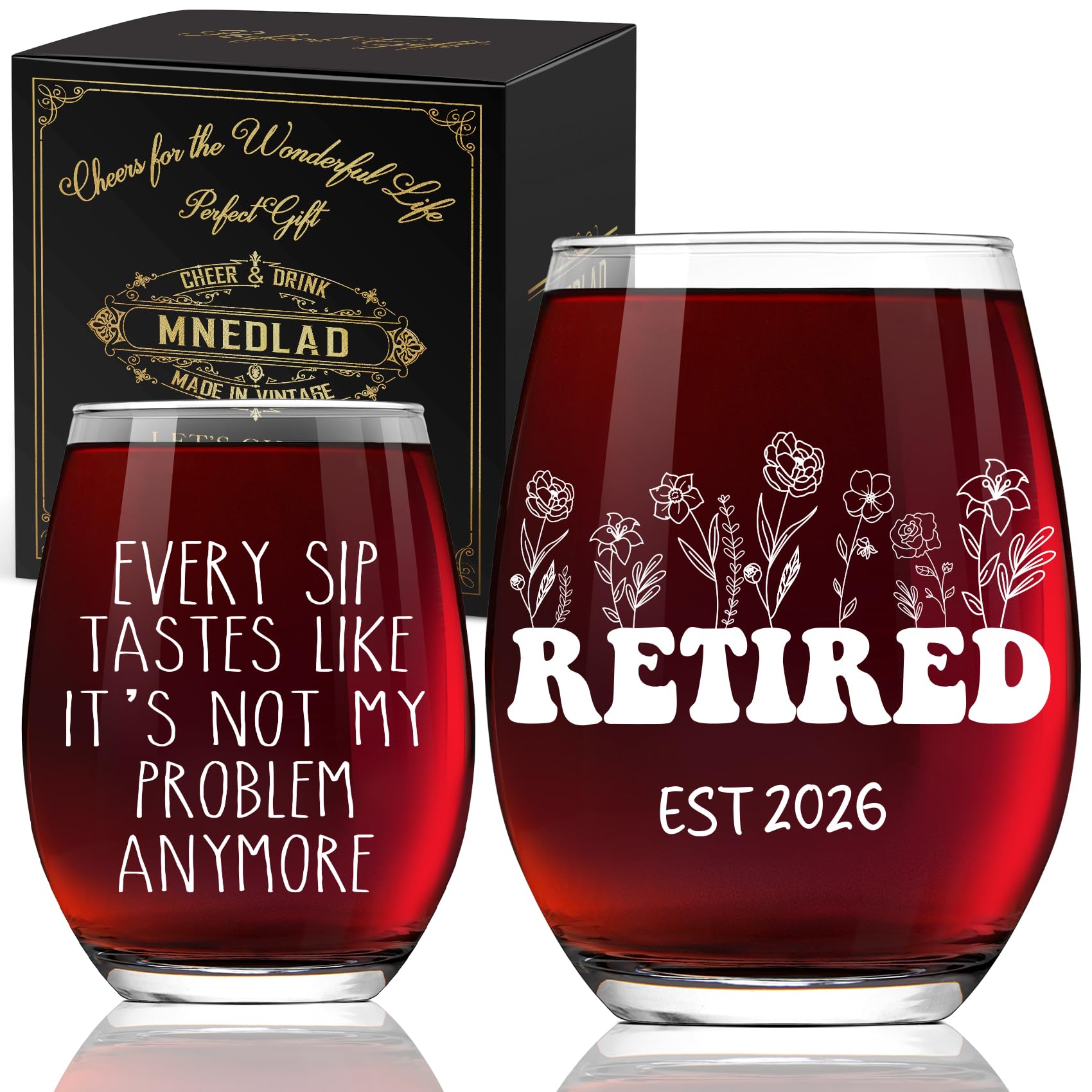 Not My Problem Anymore wine glass 15oz with kraft gift box