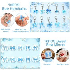 Acrylic bow pendants and paper bow gift bags