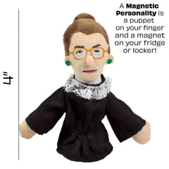 Includes mini bio tag with Ruth Bader Ginsburg Magnetic Personality
