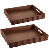 Novabright small scalloped wood tray with handle