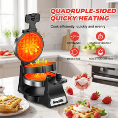 Novalife double Belgian waffle iron baking two waffles