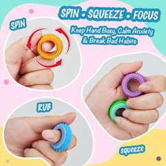 NPPN fidget rings for kids 12 pack Memphis silicone shell close up 2